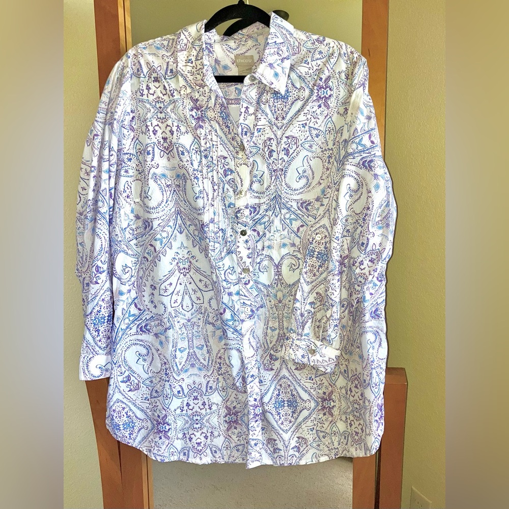 Chico's size 3 (16/18) Pleated paisley Tunic